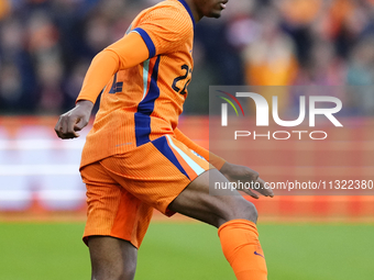 Denzel Dumfries Right Midfield of Netherland and Inter Milan during the international friendly match between Netherlands and Iceland at De K...