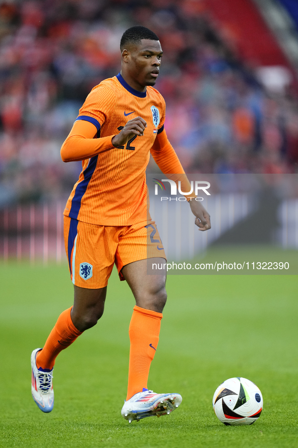 Denzel Dumfries Right Midfield of Netherland and Inter Milan during the international friendly match between Netherlands and Iceland at De K...