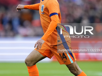 Tijjani Reijnders Central Midfield of Netherland and AC Milan during the international friendly match between Netherlands and Iceland at De...