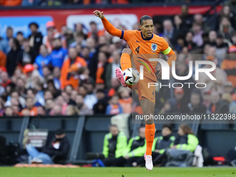 Virgil van Dijk Centre-Back of Netherland and Liverpool FC during the international friendly match between Netherlands and Iceland at De Kui...