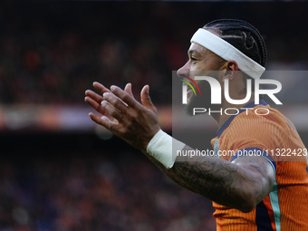 Memphis Depay Centre-Forward of Netherland and Atletico de Madrid during the international friendly match between Netherlands and Iceland at...