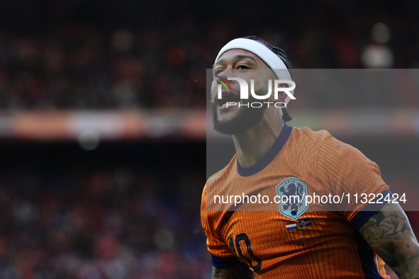 Memphis Depay Centre-Forward of Netherland and Atletico de Madrid during the international friendly match between Netherlands and Iceland at...