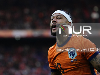 Memphis Depay Centre-Forward of Netherland and Atletico de Madrid during the international friendly match between Netherlands and Iceland at...