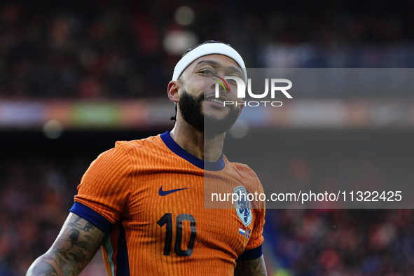 Memphis Depay Centre-Forward of Netherland and Atletico de Madrid during the international friendly match between Netherlands and Iceland at...