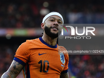 Memphis Depay Centre-Forward of Netherland and Atletico de Madrid during the international friendly match between Netherlands and Iceland at...