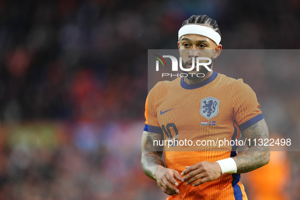 Memphis Depay Centre-Forward of Netherland and Atletico de Madrid during the international friendly match between Netherlands and Iceland at...