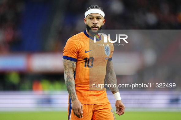 Memphis Depay Centre-Forward of Netherland and Atletico de Madrid during the international friendly match between Netherlands and Iceland at...