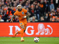 Memphis Depay Centre-Forward of Netherland and Atletico de Madrid controls the ball during the international friendly match between Netherla...