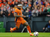 Memphis Depay Centre-Forward of Netherland and Atletico de Madrid controls the ball during the international friendly match between Netherla...