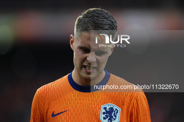 Joey Veerman Central Midfield of Netherland and PSV Eindhoven reacts during the international friendly match between Netherlands and Iceland...