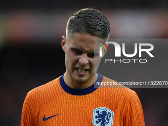 Joey Veerman Central Midfield of Netherland and PSV Eindhoven reacts during the international friendly match between Netherlands and Iceland...