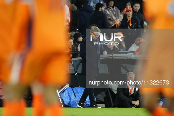 Ronald Koeman head coach of Netherland reacts during the international friendly match between Netherlands and Iceland at De Kuip on June 10,...