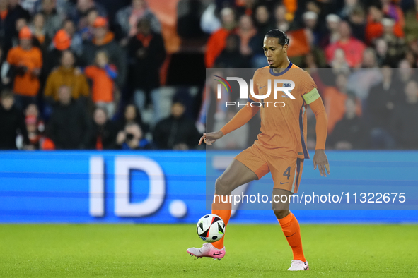 Virgil van Dijk Centre-Back of Netherland and Liverpool FC controls the ball during the international friendly match between Netherlands and...