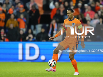 Virgil van Dijk Centre-Back of Netherland and Liverpool FC controls the ball during the international friendly match between Netherlands and...