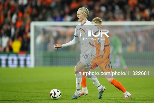 Stefan Teitur Thordarson Central Midfield of Iceland and Silkeborg IF during the international friendly match between Netherlands and Icelan...