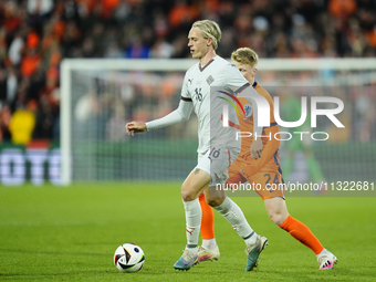 Stefan Teitur Thordarson Central Midfield of Iceland and Silkeborg IF during the international friendly match between Netherlands and Icelan...