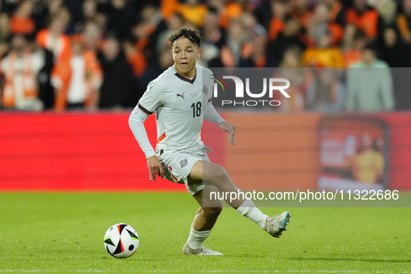 Mikael Anderson Left Winger of Iceland and Aarhus GF during the international friendly match between Netherlands and Iceland at De Kuip on J...