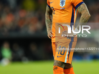 Memphis Depay Centre-Forward of Netherland and Atletico de Madrid reacts during the international friendly match between Netherlands and Ice...