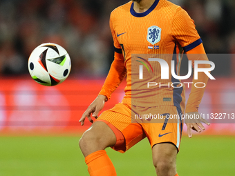 Xavi Simons Attacking Midfield of Netherland and RB Leipzig during the international friendly match between Netherlands and Iceland at De Ku...