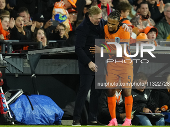 Ronald Koeman head coach of Netherland and Nathan Ake Centre-Back of Netherland and Manchester City during the international friendly match...