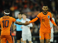 Memphis Depay Centre-Forward of Netherland and Atletico de Madrid and Cody Gakpo Left Winger of Netherland and Liverpool FC during the inter...