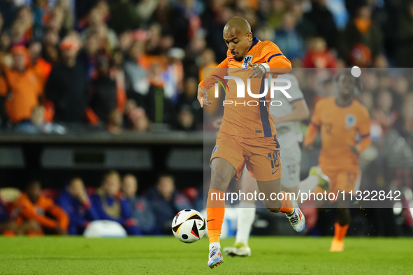 Donyell Malen Right Winger of Netherland and Borussia Dortmund in action during the international friendly match between Netherlands and Ice...