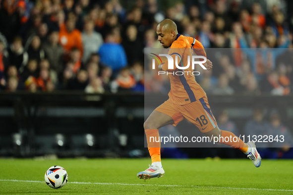 Donyell Malen Right Winger of Netherland and Borussia Dortmund in action during the international friendly match between Netherlands and Ice...