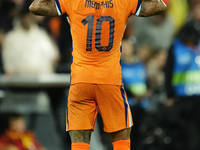 Memphis Depay Centre-Forward of Netherland and Atletico de Madrid celebrates after scoring his sides first goal during the international fri...