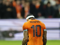 Memphis Depay Centre-Forward of Netherland and Atletico de Madrid celebrates after scoring his sides first goal during the international fri...