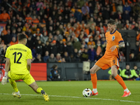 Wout Weghorst Centre-Forward of Netherland and TSG 1899 Hoffenheim shooting to goal during the international friendly match between Netherla...