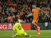 Wout Weghorst Centre-Forward of Netherland and TSG 1899 Hoffenheim shooting to goal during the international friendly match between Netherla...