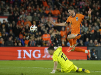 Wout Weghorst Centre-Forward of Netherland and TSG 1899 Hoffenheim shooting to goal during the international friendly match between Netherla...