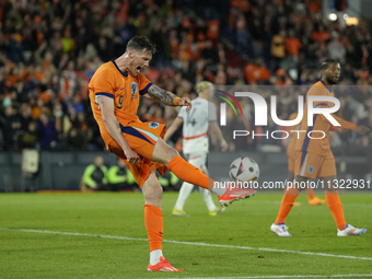 Wout Weghorst Centre-Forward of Netherland and TSG 1899 Hoffenheim celebrates after scoring his sides first goal during the international fr...