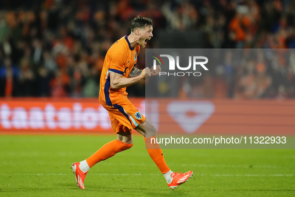 Wout Weghorst Centre-Forward of Netherland and TSG 1899 Hoffenheim celebrates after scoring his sides first goal during the international fr...