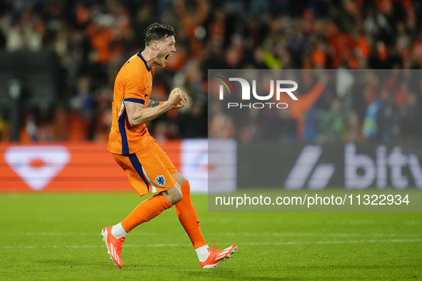 Wout Weghorst Centre-Forward of Netherland and TSG 1899 Hoffenheim celebrates after scoring his sides first goal during the international fr...