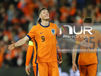 Wout Weghorst Centre-Forward of Netherland and TSG 1899 Hoffenheim celebrates after scoring his sides first goal during the international fr...