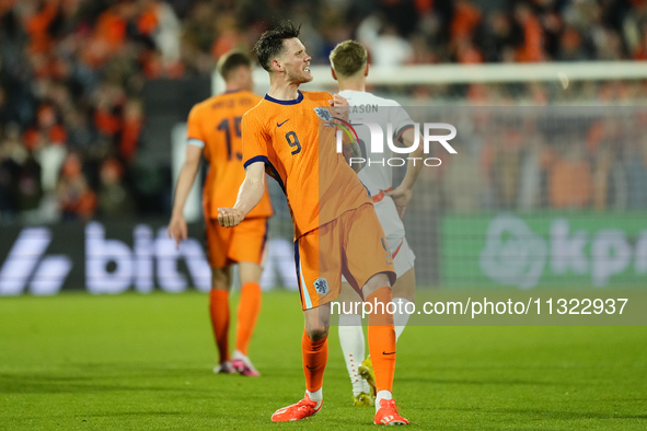 Wout Weghorst Centre-Forward of Netherland and TSG 1899 Hoffenheim celebrates after scoring his sides first goal during the international fr...