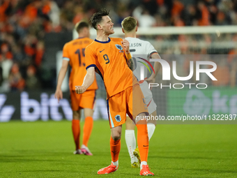 Wout Weghorst Centre-Forward of Netherland and TSG 1899 Hoffenheim celebrates after scoring his sides first goal during the international fr...