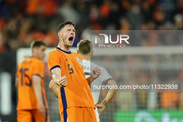 Wout Weghorst Centre-Forward of Netherland and TSG 1899 Hoffenheim celebrates after scoring his sides first goal during the international fr...