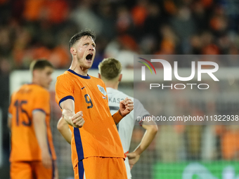 Wout Weghorst Centre-Forward of Netherland and TSG 1899 Hoffenheim celebrates after scoring his sides first goal during the international fr...