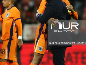 Ronald Koeman head coach of Netherland and Virgil van Dijk Centre-Back of Netherland and Liverpool FC celebrates victory after the internati...