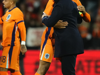 Ronald Koeman head coach of Netherland and Virgil van Dijk Centre-Back of Netherland and Liverpool FC celebrates victory after the internati...