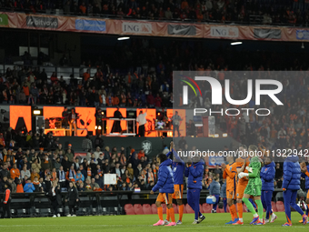 Netherland players celebrate victory after the international friendly match between Netherlands and Iceland at De Kuip on June 10, 2024 in R...