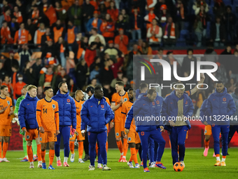 Netherland players celebrate victory after the international friendly match between Netherlands and Iceland at De Kuip on June 10, 2024 in R...