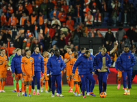 Netherland players celebrate victory after the international friendly match between Netherlands and Iceland at De Kuip on June 10, 2024 in R...