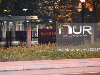 Police are present following a reported fence jumper at the Federal Bureau of Investigation (FBI) building in Chicago, Illinois, United Stat...