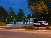 Police are present following a reported fence jumper at the Federal Bureau of Investigation (FBI) building in Chicago, Illinois, United Stat...