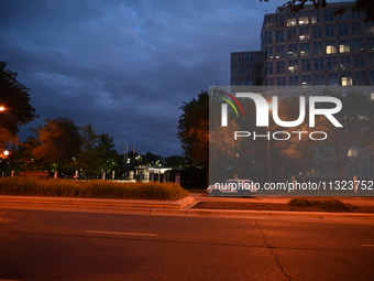 Police are present following a reported fence jumper at the Federal Bureau of Investigation (FBI) building in Chicago, Illinois, United Stat...