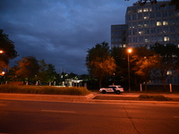 Police are present following a reported fence jumper at the Federal Bureau of Investigation (FBI) building in Chicago, Illinois, United Stat...