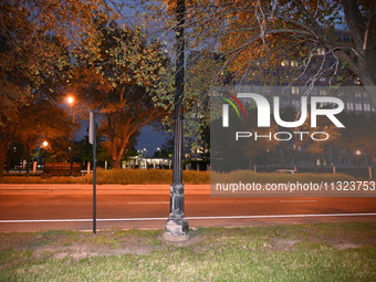 Police are present following a reported fence jumper at the Federal Bureau of Investigation (FBI) building in Chicago, Illinois, United Stat...